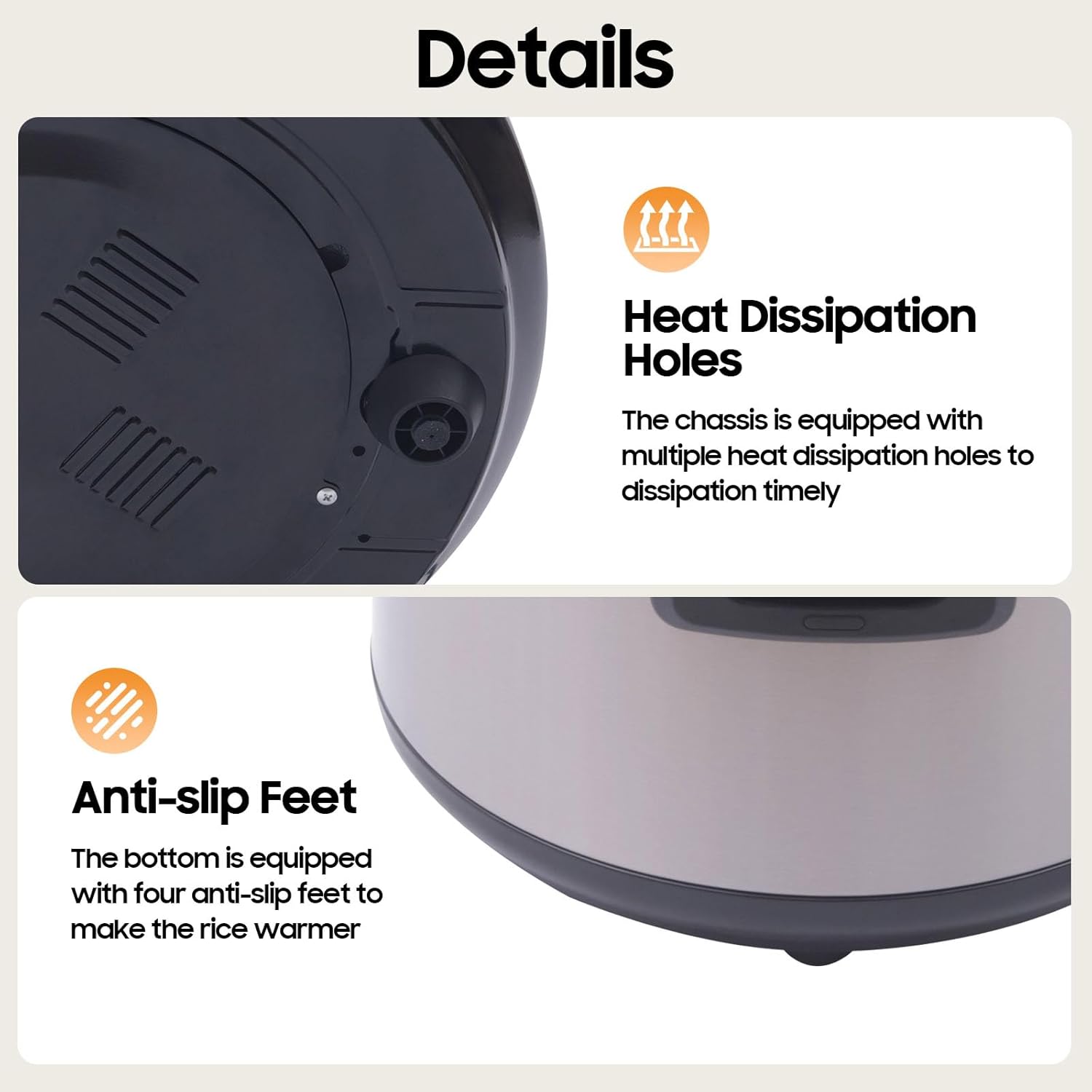 Commercial Rice Warmer, 110V 100W Large Stainless Steel Rice Cooker Warmer (Not a Cooker) 19L/20Qt Adjustable Temperature Warmers w/Non-Stick Inner Pot for Restaurants (19L / 20Qt 410 Stainless Steel)