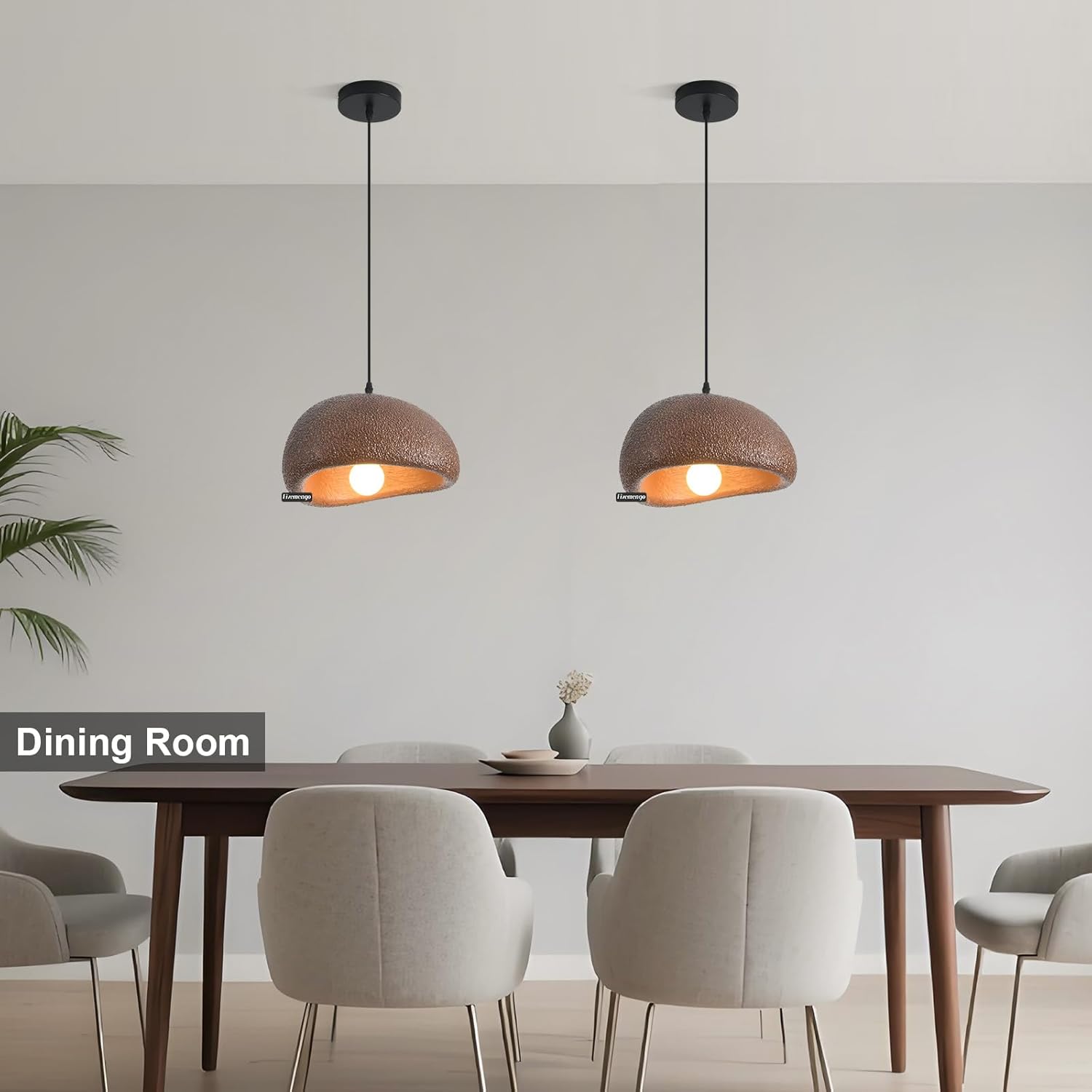 11.8in Wabi Sabi Pendant Light, Kitchen Island Lighting Fixture Ceiling Mount Japanese Lamp Japandi Chandelier for Dining Living Room Hallway Bedroom Restaurant Hanging Lamp, Brown 1 Pack