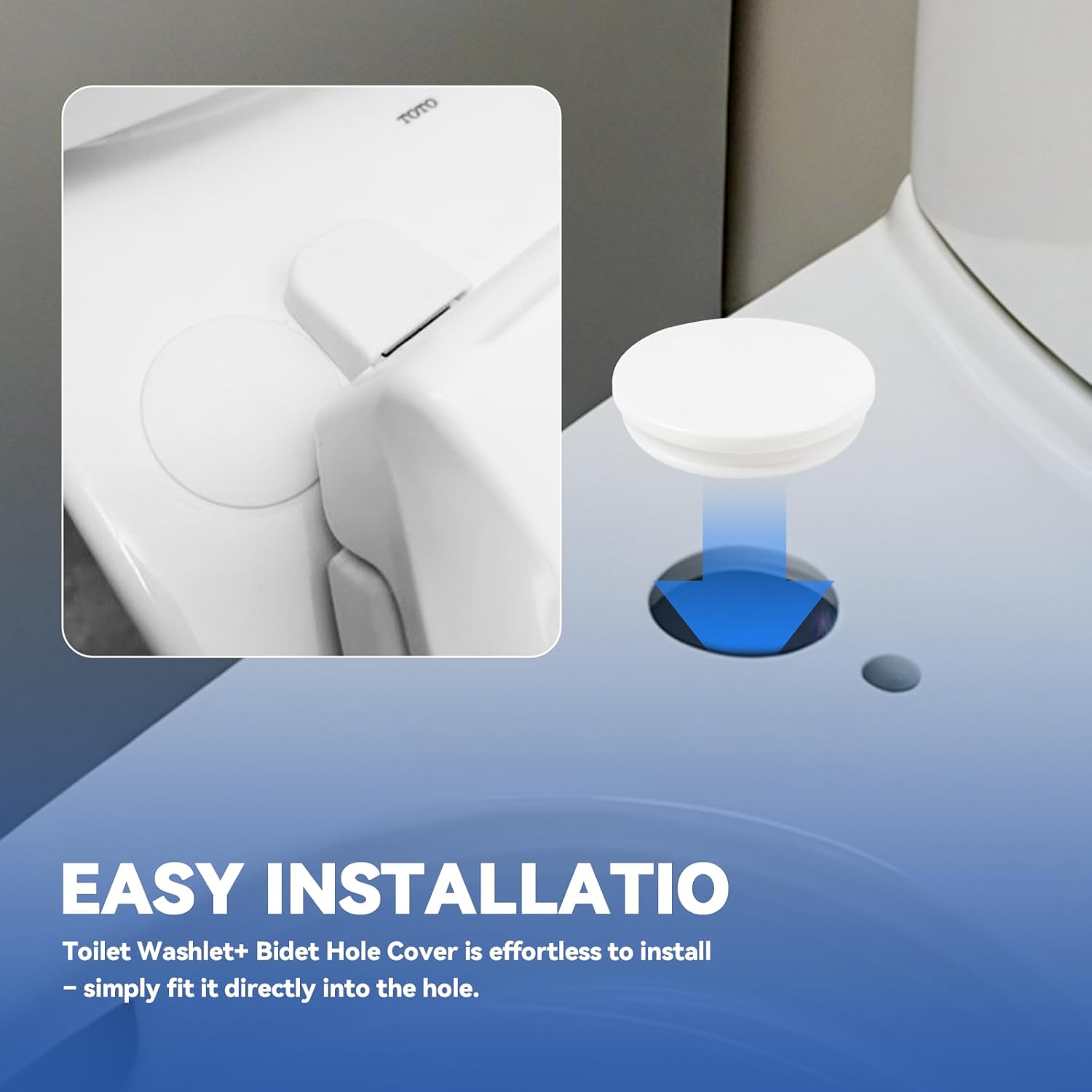 Toilet Bidet Hole Cover：Silicone Plug Grommet Rubber Cap Compatible with Toto Washlet+ toilet,1 pcs