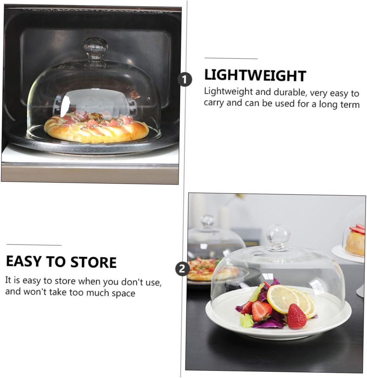 SOLUSTRE 1pc Microwave Food Cover Clear Glass Dessert Plates Glass Round Glass Decorative Cake Cover Glass Cake Cover Butter Dish Dome Food Heating Cover Anti-splashing Cover Food Covers
