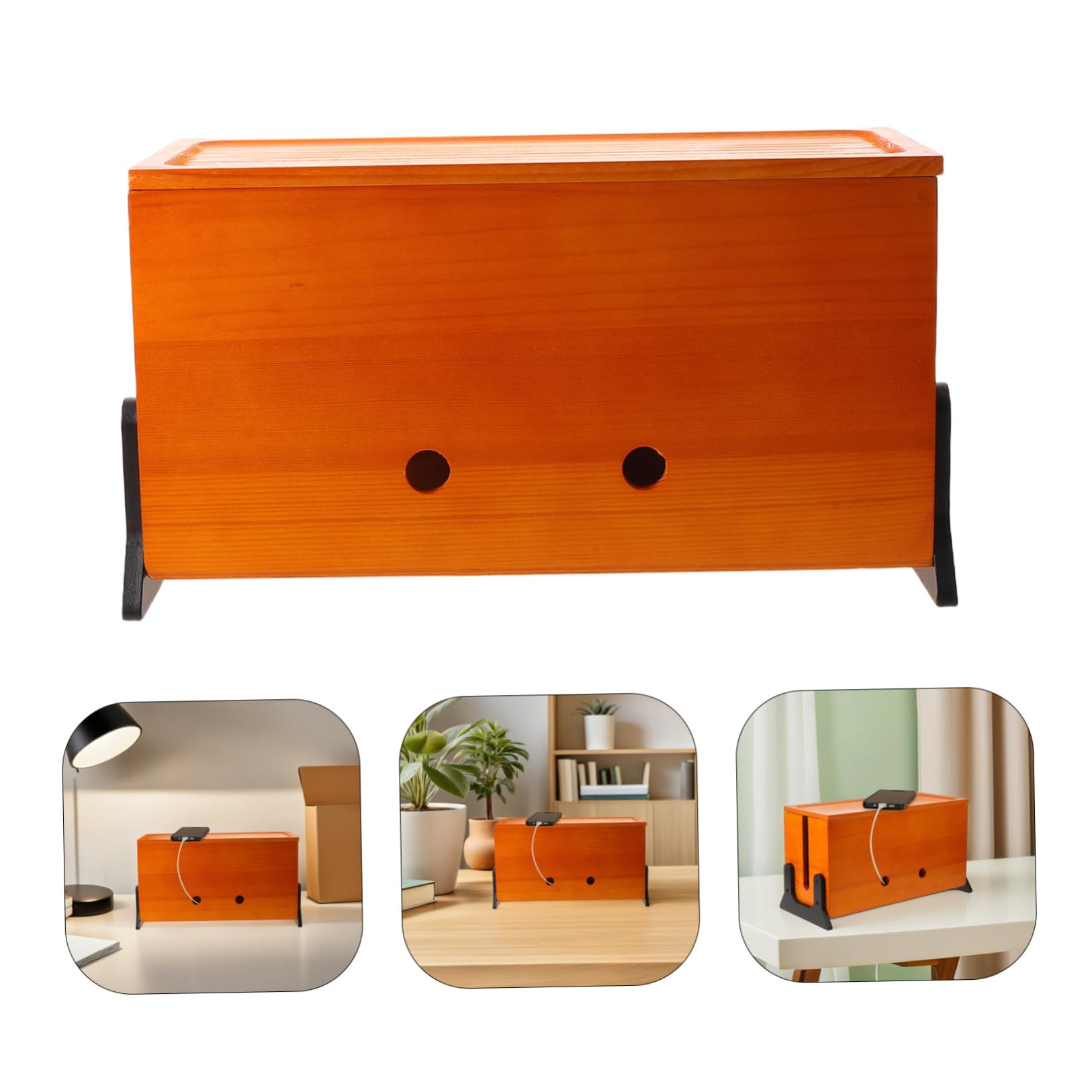 NUOBESTY Scatola Portacavi in Legno per Scrivania con Gestione Cavi Professionale e Design Elegante per Uso su Desktop e Countertop