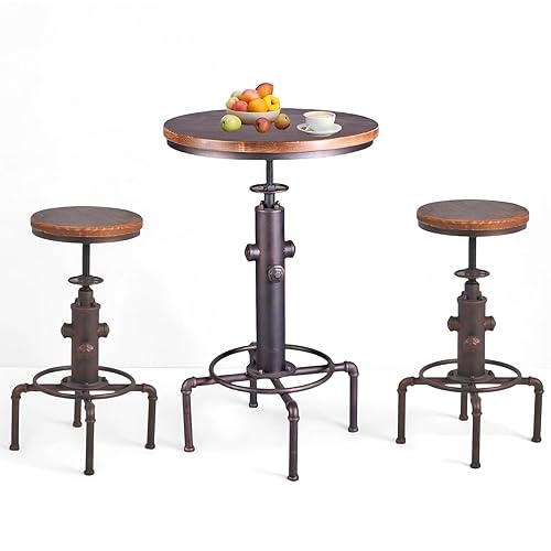 Aged Antique Vintage Industrial bar Stool and Table Set Cafe