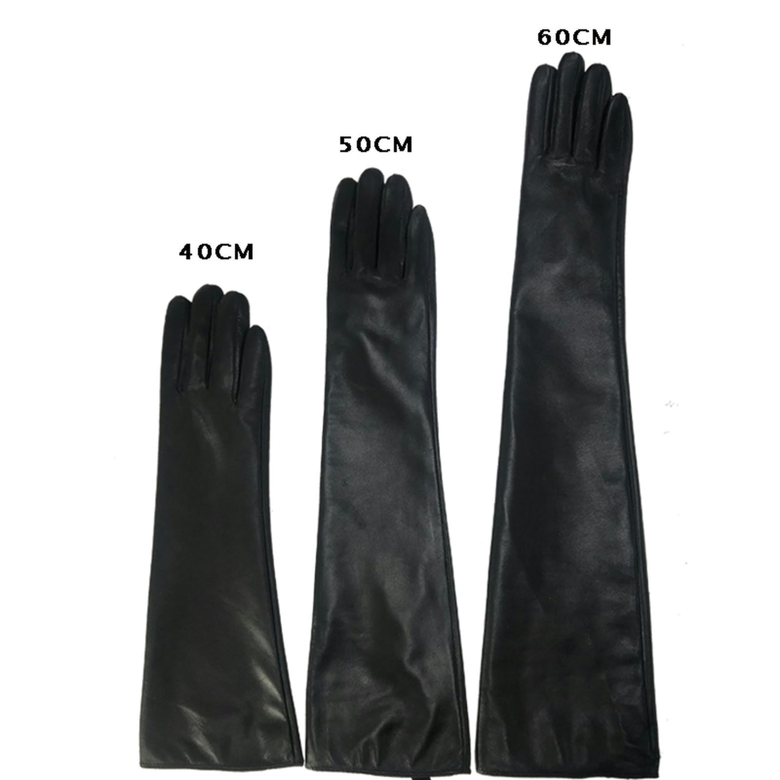 WILsem Guante Largo de Piel de Oveja para Mujer, Guantes Negros, Mitones auténticos para Mujer, Estilo de Forro Fino, Manga para el Brazo