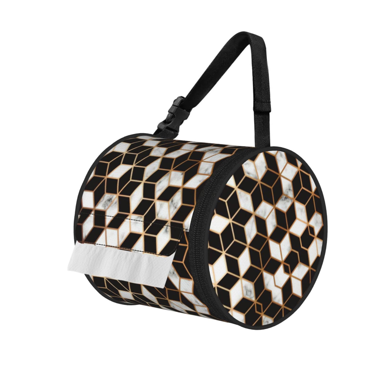 3D Marble Pattern Printed Roll Paper Carrier Bag, Foldable Oxford Cloth Tissue Case for Camping Hiking Backpack