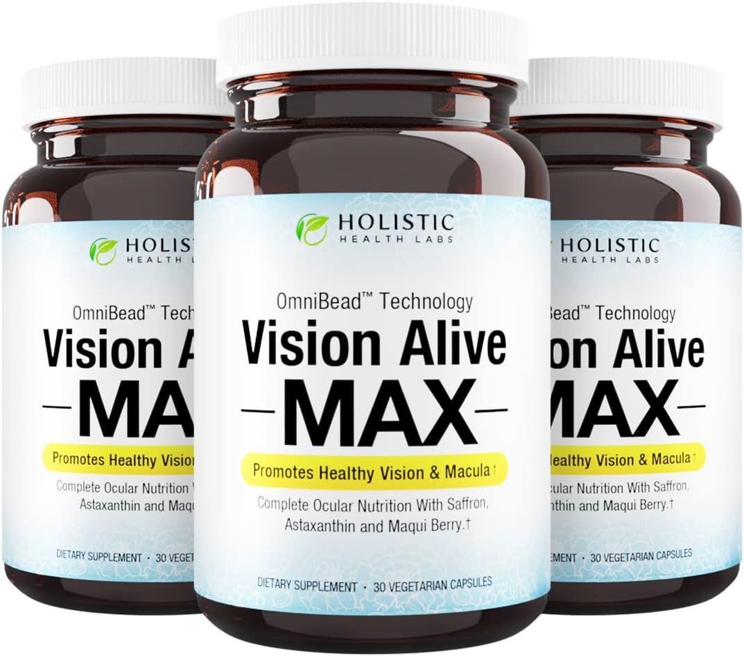 Vision Alive Max with 8 Natural Ingredients Lutemax® 2020, Bilberries, Blueberries, c3g from Black Currant, Maqui Berry, Saffron, and Astaxanthin (30 Count (Pack of 3))