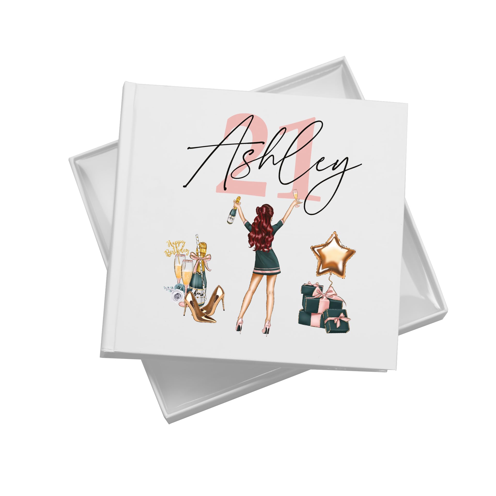 Personalised Any Age Birthday Photo Album gift With Choice Of Female Character 18, 21, 30, 40, 50