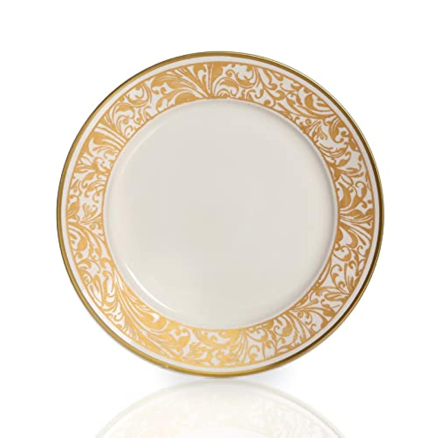 homes r us هومز أر أسJa ah Round Plate (La ge, 25.4 x 25.4 x 2.5cm, White and Gold)