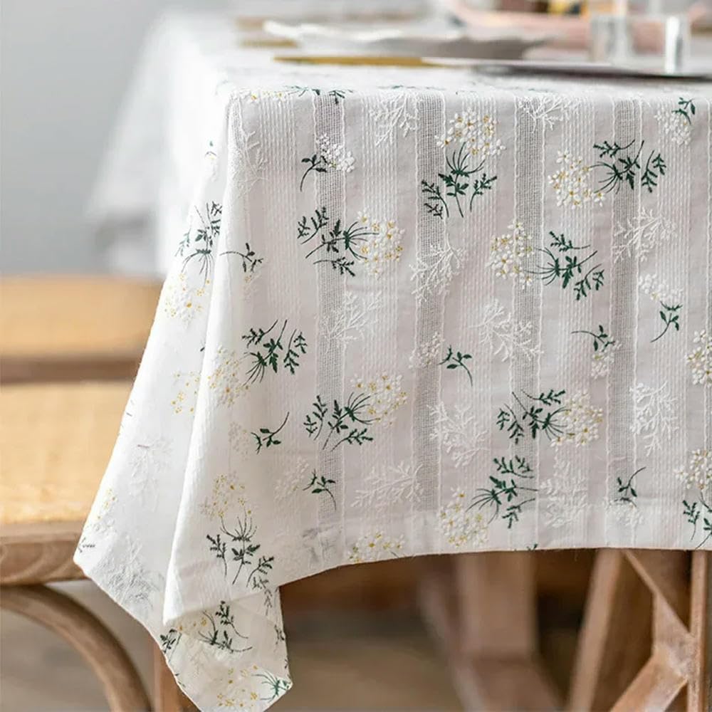 1 Pieza Mantel Floral Coreano Moderno, Tela de algodón con Estampado de Margaritas pequeñas para Sala de Estar, Comedor, Mesa de Cocina y decoración Informal para Mesa de té.