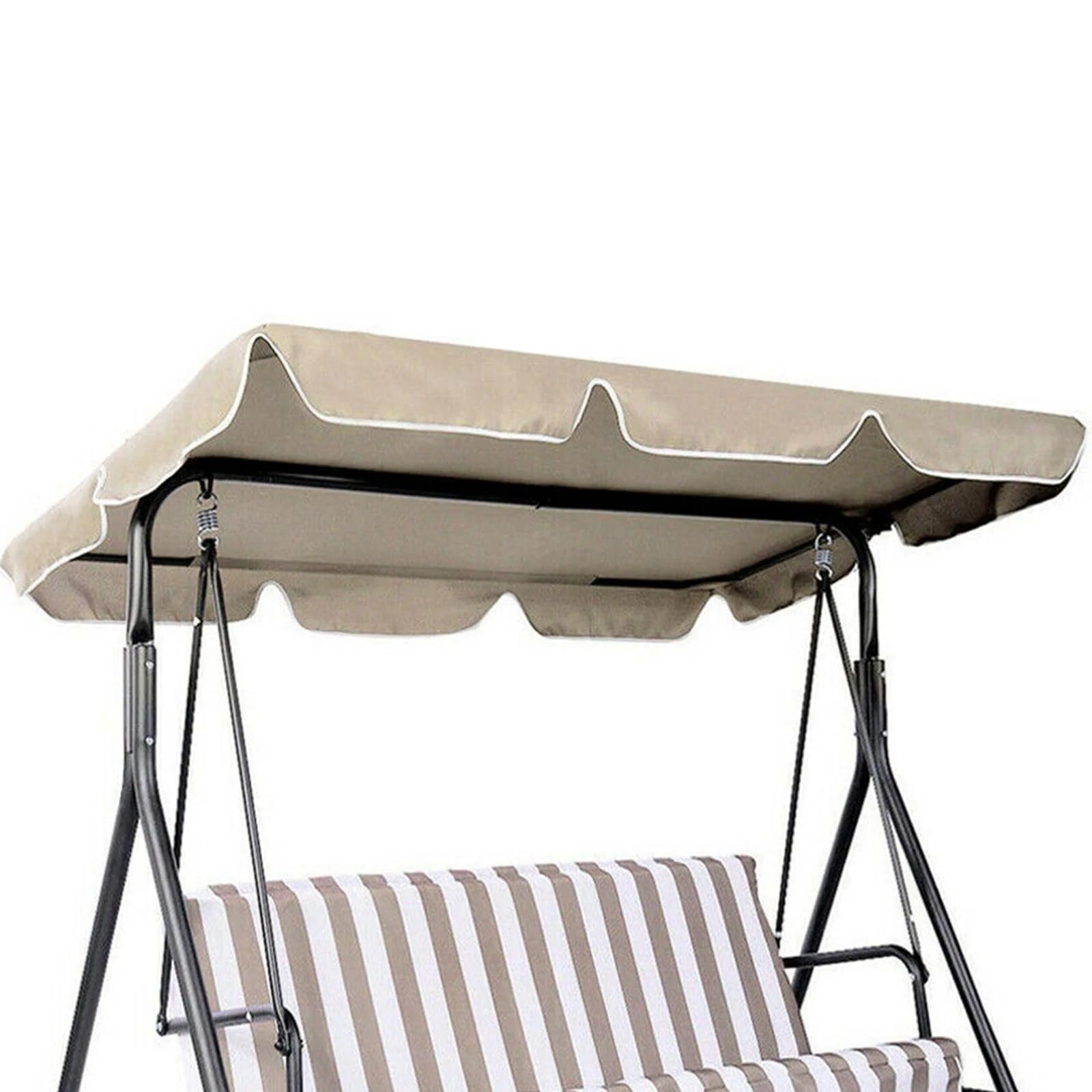 Copertura di ricambio per sedia a dondolo da giardino a 3 posti, impermeabile, antivento, 210D, antistrappo, 195 cm x 125 cm (beige)