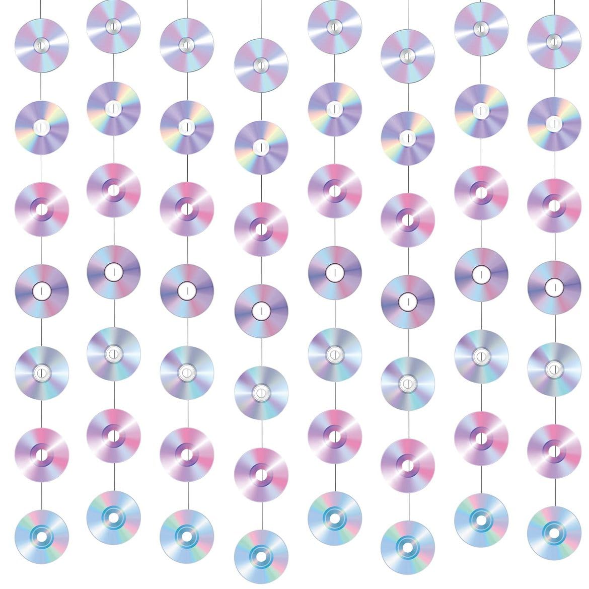 8 pcs Y2K CD Paper Garland Banner 2000s Party Decorations Y2k Hanging Decor Paper Cutouts Retro Disco Garland Y2K Theme 90s Birthday Bachelorette Party Supplies Decoration