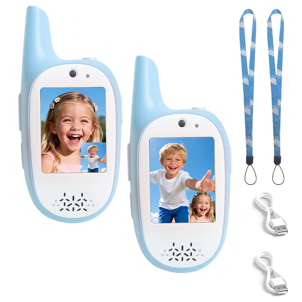 Walkie Talkies for Kids, 2 Pack 720P Video Walkie Talkies for Kids Rechargeable Long Range Video Walkie Talkies, Toys Gifts for Family, Camping,