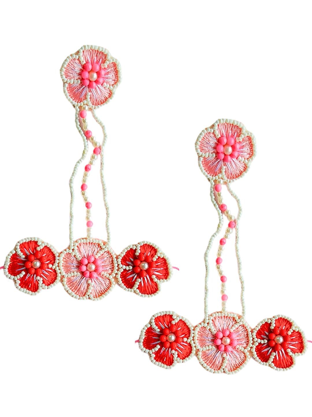 Tipsy Closet Floral Haathphool for Bride Haldi Ceremony Ring Bracelet Haathphool Handmade Beaded Bollywood Embellished Jewellery (Pack of 1) Floral Hand Accessory for Brides (Red::Pink) (B0D6RFSCTN) Amazon Price History, Amazon Price Tracker