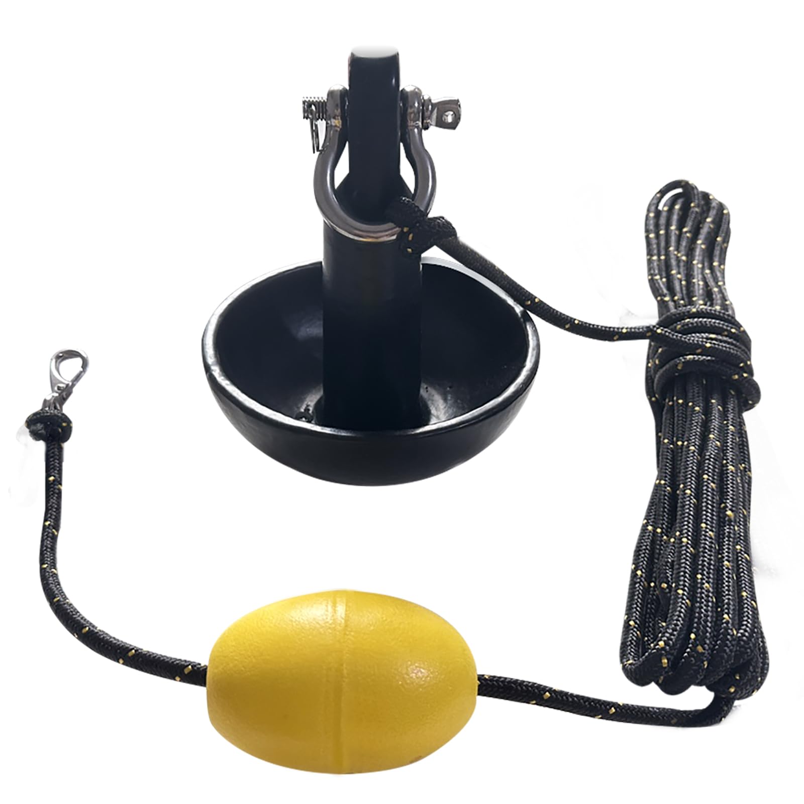 XIALUO Marine Mushroom Anchor Kit 5 lb Black PE Coated Kayak Anchor Accessories with 30 ft Rope for Fishing Kayaks, Canoe, Jet Ski, SUP Paddle Board and Small Boats