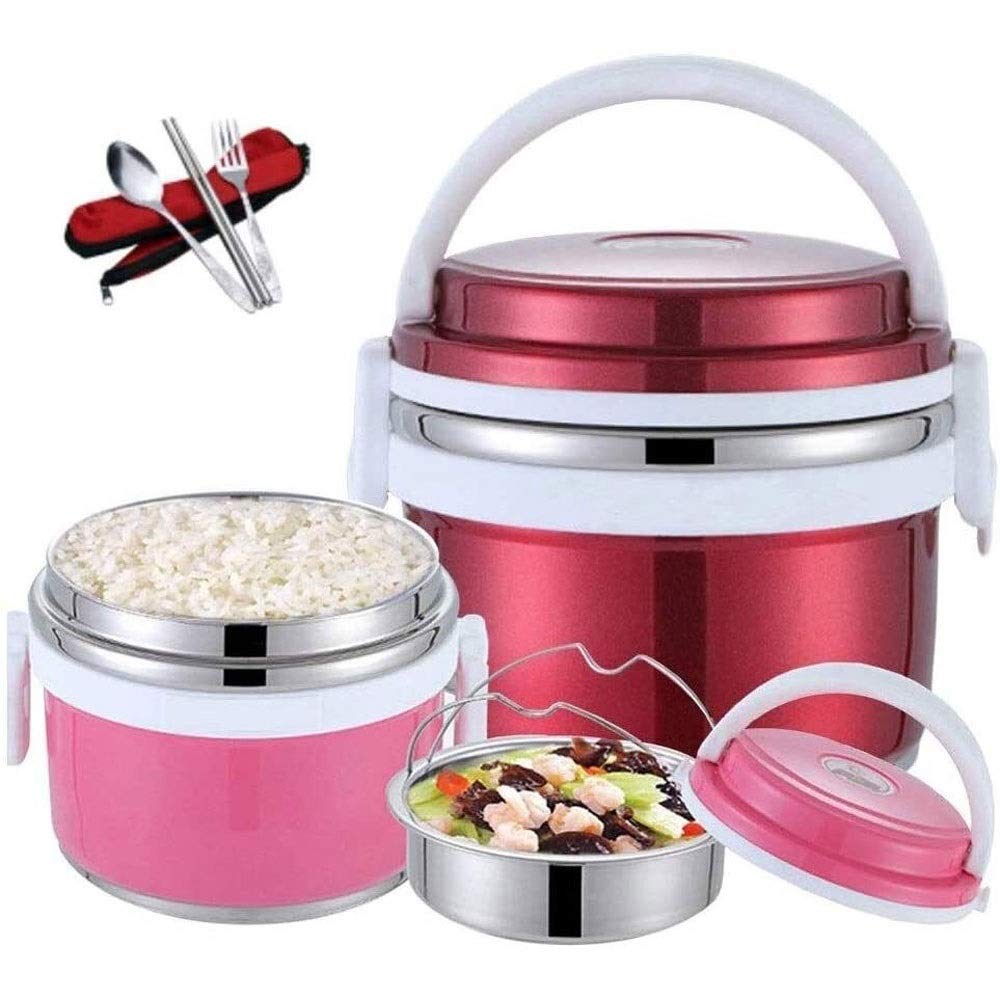 Fiambrera, Fiambrera térmica de acero inoxidable, Contenedor de alimentos con aislamiento de doble capa Frasco 1L A prueba de fugas Bento Box Sopa Frascos de almuerzo para comida caliente Disfrute d