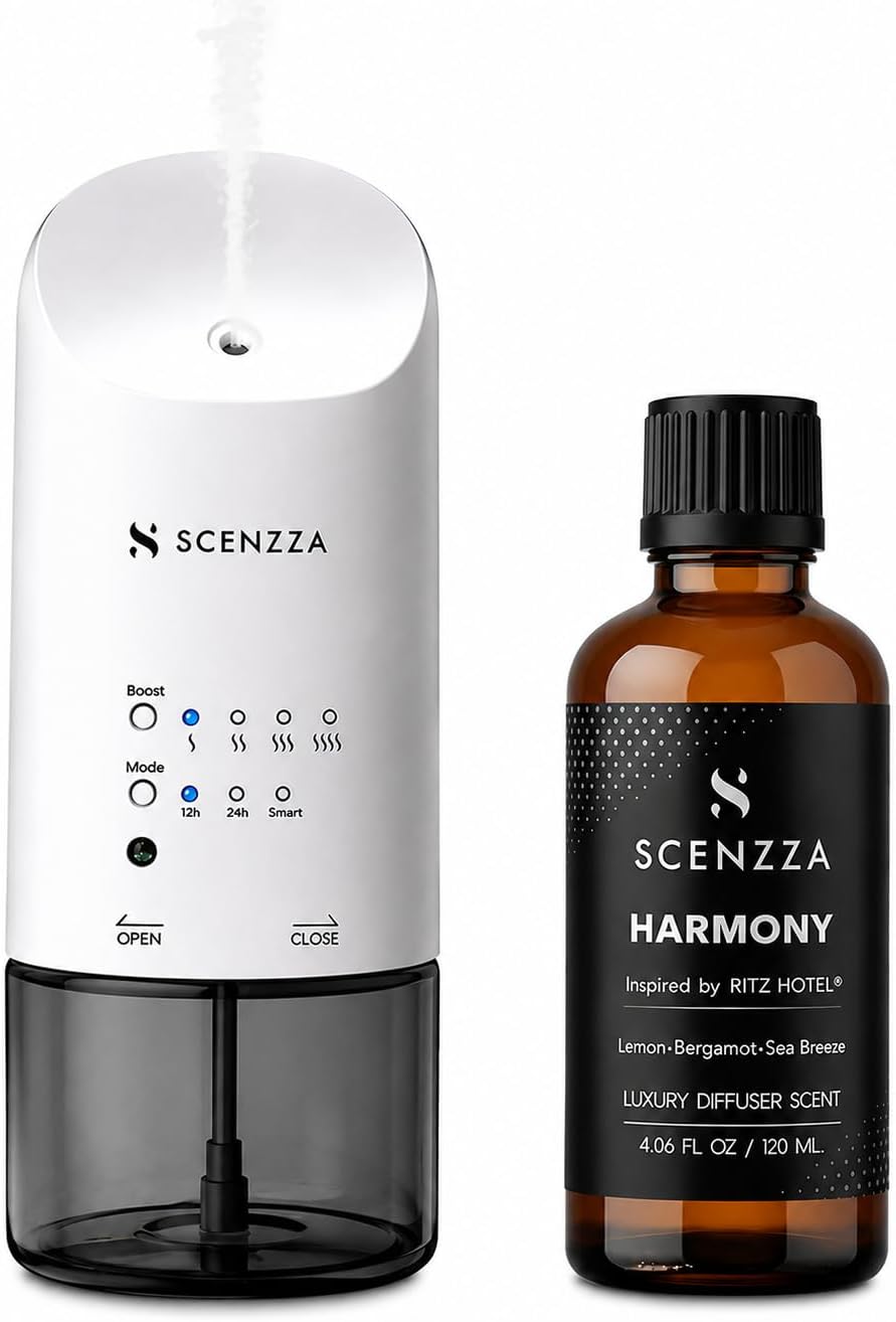 Waterless Plug-in Diffuser + Harmony Luxury Fragrance Oil 120 mL – Ritz-Carlton Inspired Scent for Home