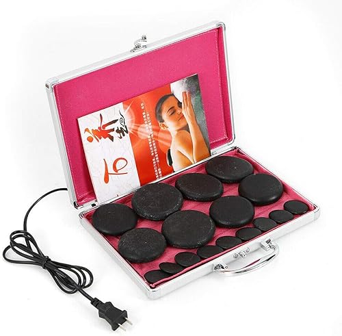 TBVECHI 16 Pcs Basalt Therapy Hot Stones Set Hot Rocks Massage Stones Professional Portable Massage Stones Heater Kit Set for Heater Box for Body