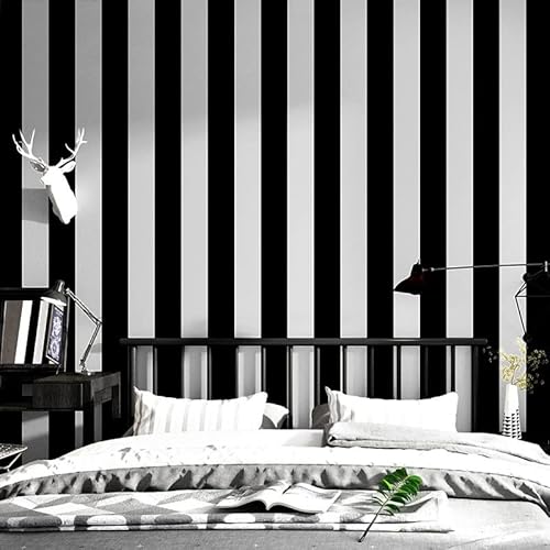 SAIMEYI Carta da parati in bianco e nero Orizzontale E Verticale A Righe Moderno Stile Minimalista Per Soggiorno, Camera Da Letto, Caffè Ristorante, Negozio di Abbigliamento, Sfondo TV.