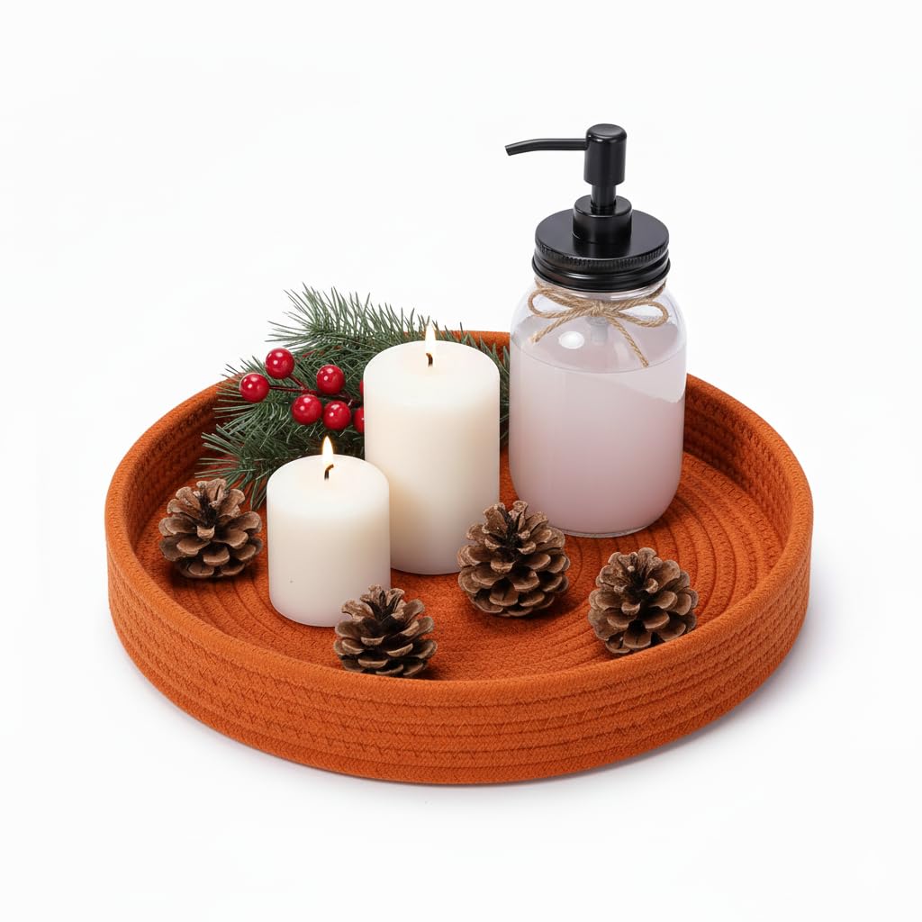 BOBBINY Rope Tray - Decorative Round Tray for Home Decor -19