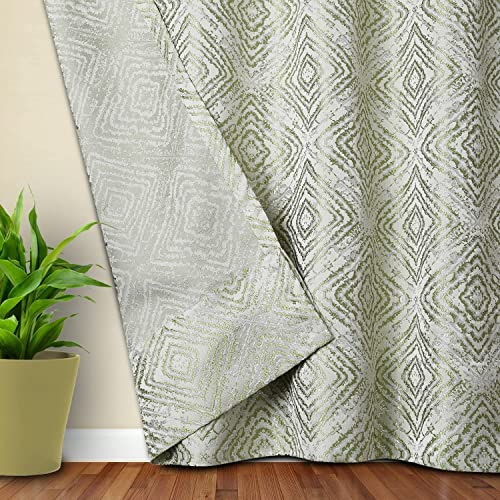Image of Homestan Jacquard Woven Long Door Curtains 9 Feet Long Set of 2 for Home Decor (9 X 4 Feet, Green)