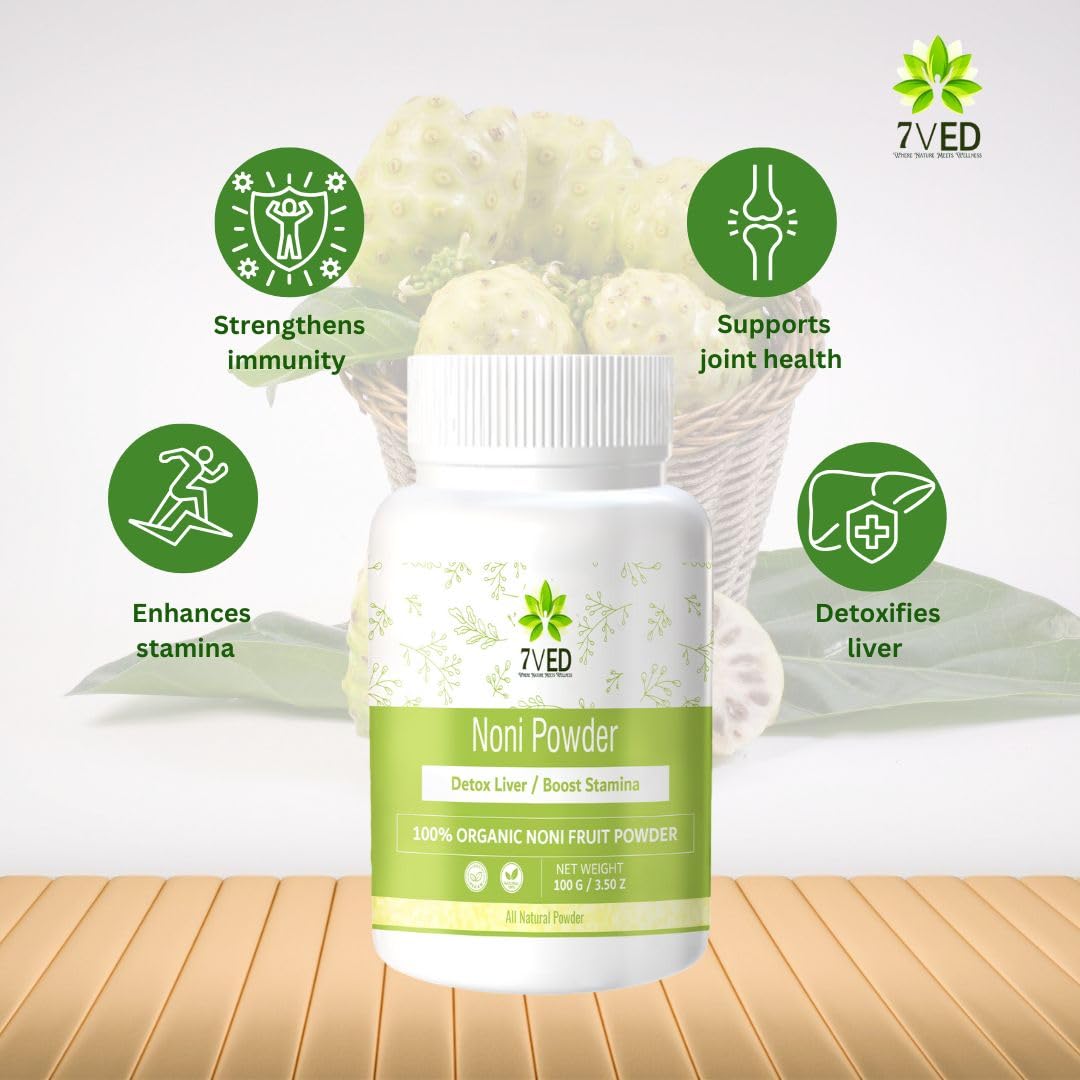 7VED Noni Powder - 100g | Pure Morinda Citrifolia Fruit Powder | Natural Detox & Immunity Booster | Rich in Antioxidants & Nutrients | Herbal Supplement for Vitality & Digestion 1