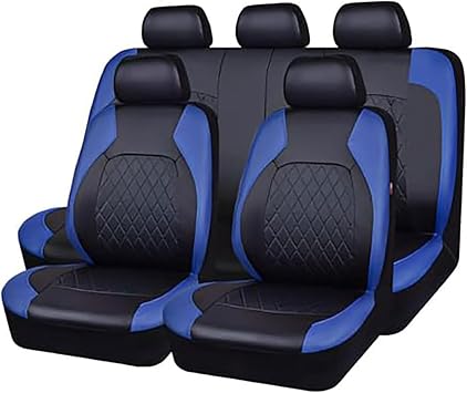 9 Pcs Car Seat Covers Full Set for Cupra TCR 2018 2019 2020 2021 2022 2023 2024 2025, Leather Nonslip Waterproof Breathable Seat Cushion Protector Accessories,Blue