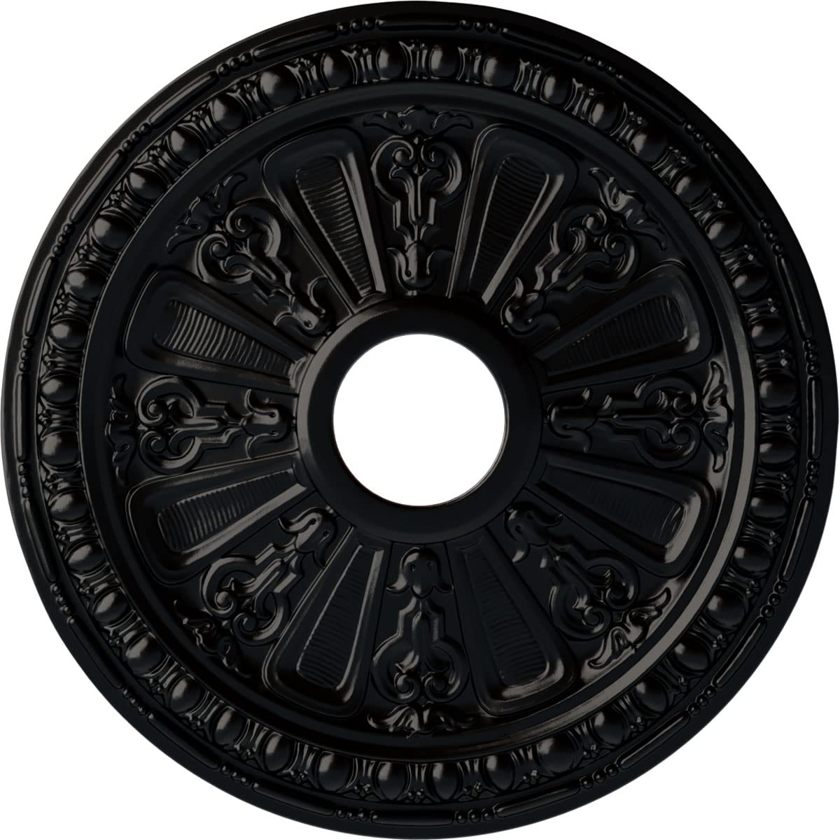 Ekena Millwork CM18RABLF Raymond Ceiling Medallion, Jet Black