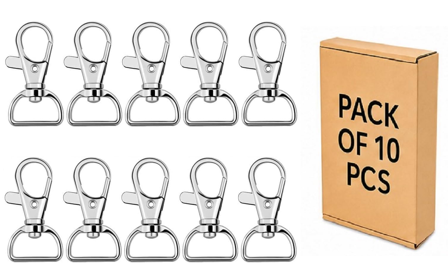 Q1 Beads 10 Pack Steel 40x20 mm Lobster Claw Clasps - Wide 3/4 Inch D Ring - 360° Swivel Trigger Snap Hooks - Great for DIY Lanyards, Keychain Clasps - Swivel Hooks for Purses by Specialist ID Card-picture-21