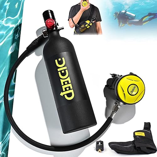 GDAE10 Mini tanque de buceo de gas de 3.0 pies cúbicos de 300 PSI con correa de mochila, kit de equipo de buceo de alta presión, juego de aire de
