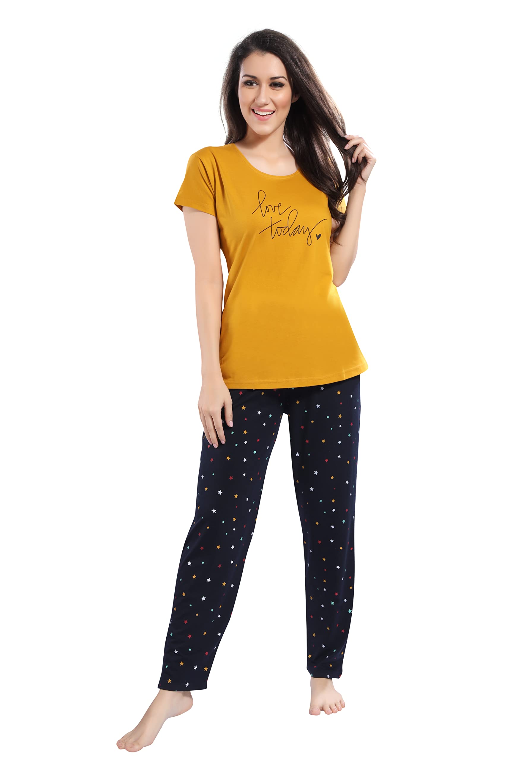 aerinor Cotton Night Suit for Women Girls | Women's Cotton Printed Night Suit Set of T-Shirt & Pyjama, Night wear Dress, Relaxed wear for Women Girls-picture-19