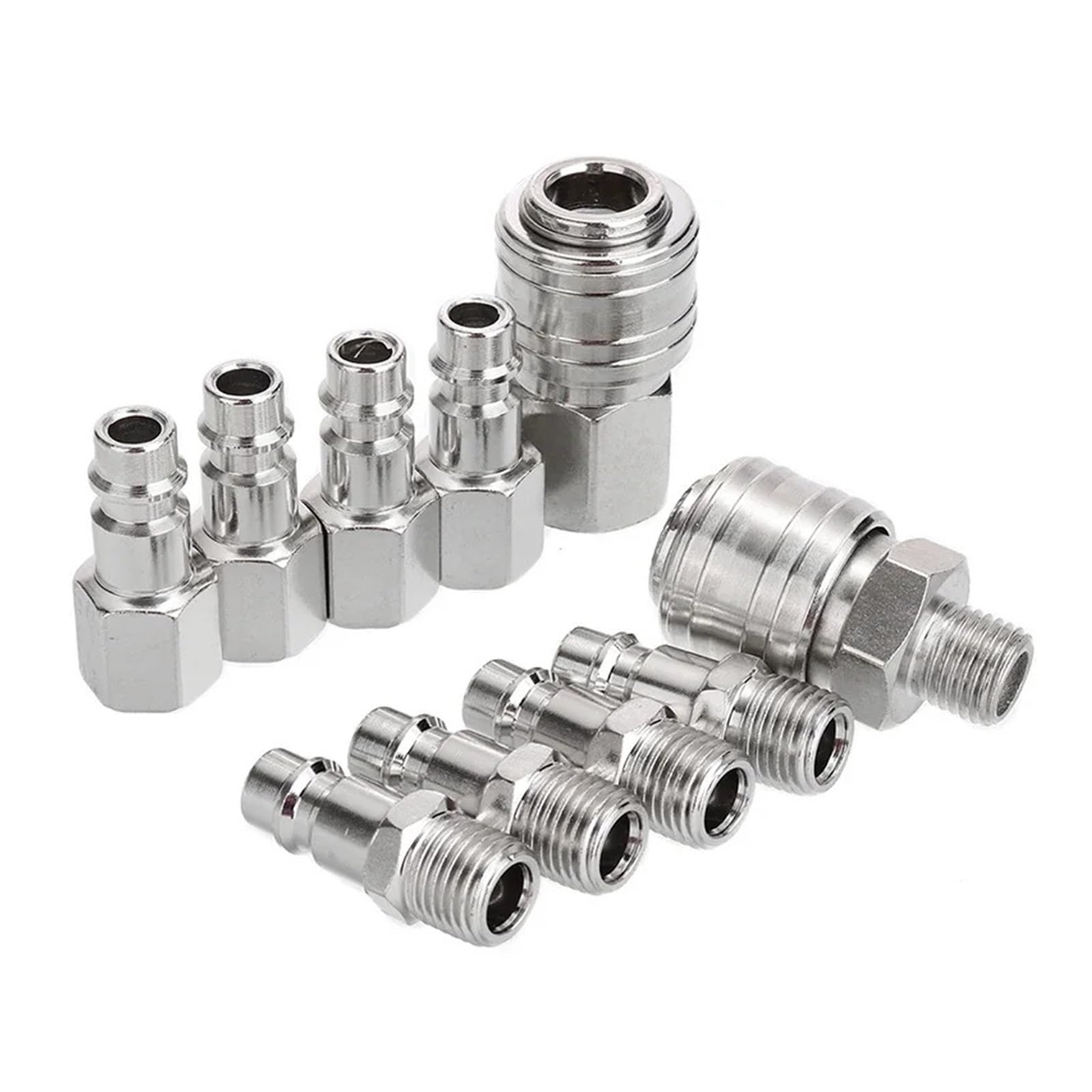 Lot de 10 raccords rapides BSP Air Line Fitting 1/4" Air Line Compressor Fitting Connector For Pneumatic Tools