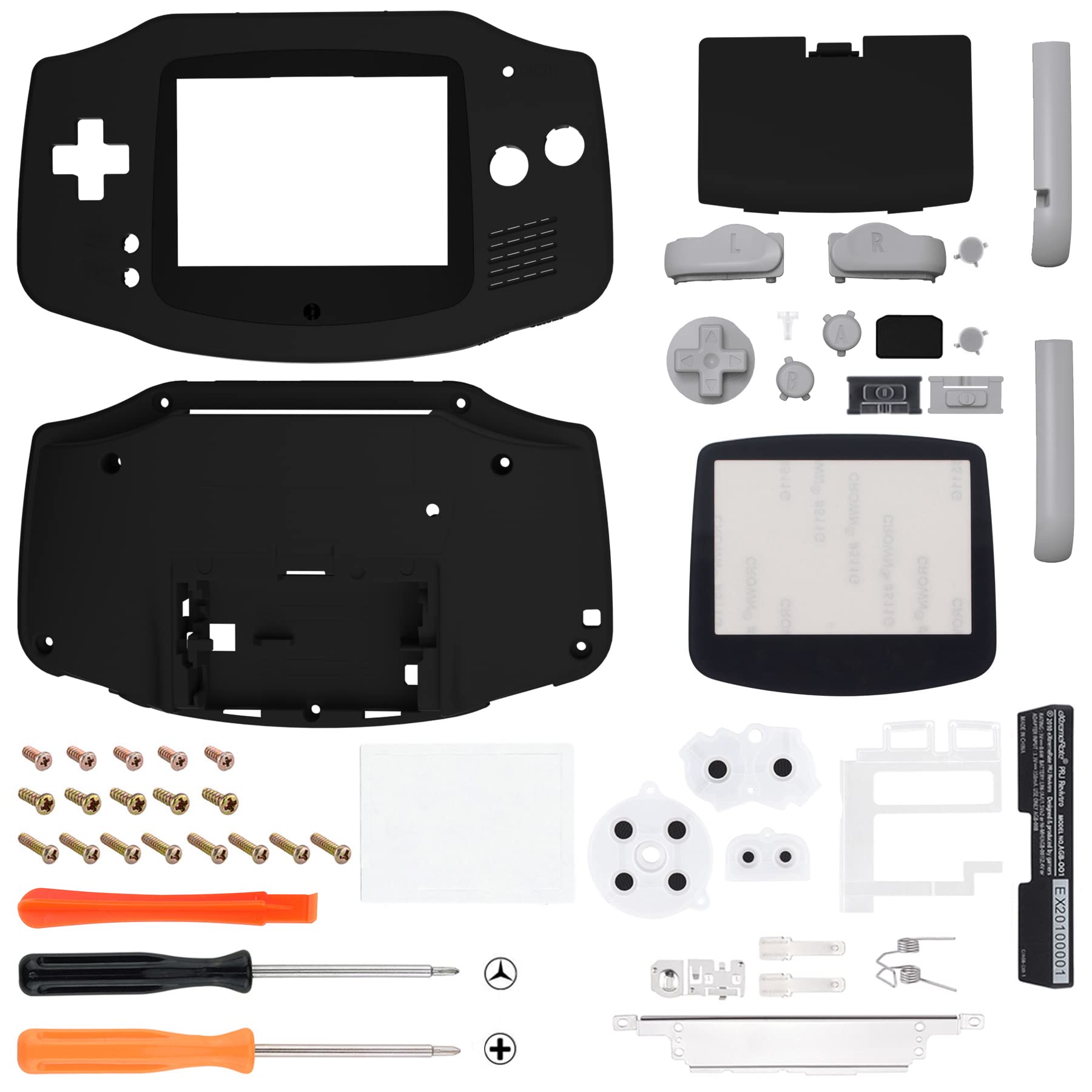 eXtremeRate Cover Scocca Tasti Custodia Pulsanti Shell Ricambio per Gameboy Advance GBA Console-Compatibile con IPS & Standard LCD-NON Include Console&IPS Schermo(Nero)