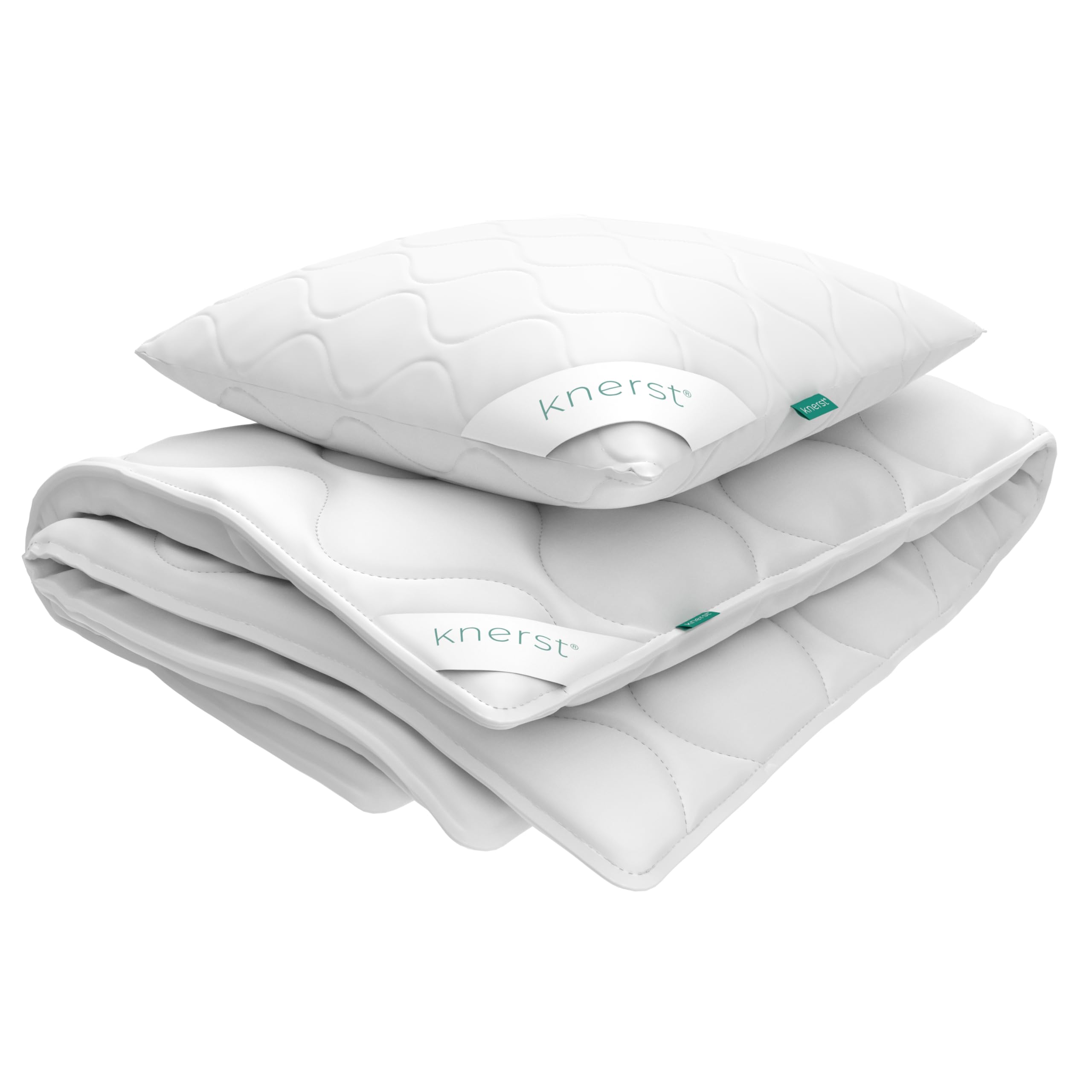 KNERST Bettdecke Und Kissen Set - 135x200 cm, Weiß, 4-teilig, Made in Europe