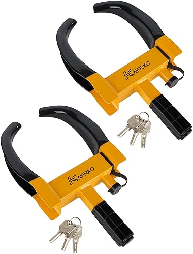 Miniatura 16 de Bloqueo de rueda antirrobo ajustable de seguridad para remolques, automóvil, SUV, barco, motocicleta, carrito de golf, gran disuasión, bloqueo