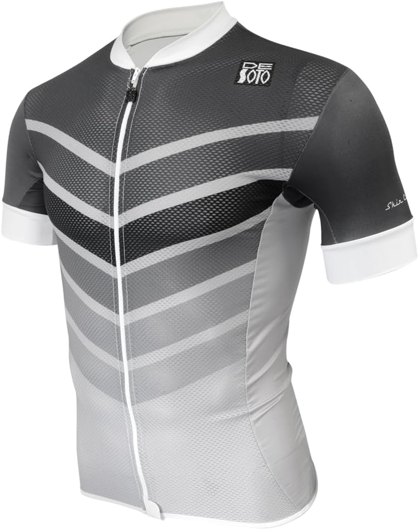 De Soto Men’s Skin Cooler Short Sleeve Full Zip Tri Top – Aero Fit, Cooling Fabric, Pockets, for Triathlon & Cycling