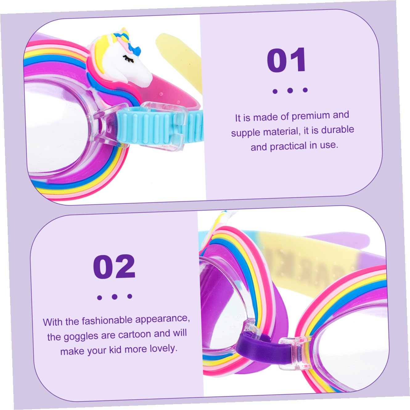 VANZACK Gafas De Natación Para Niños Gafas Impermeables Portátiles De Niño De Natación Unicornio De Seguridad Para Niños De Buceo Lente De Policarbonato