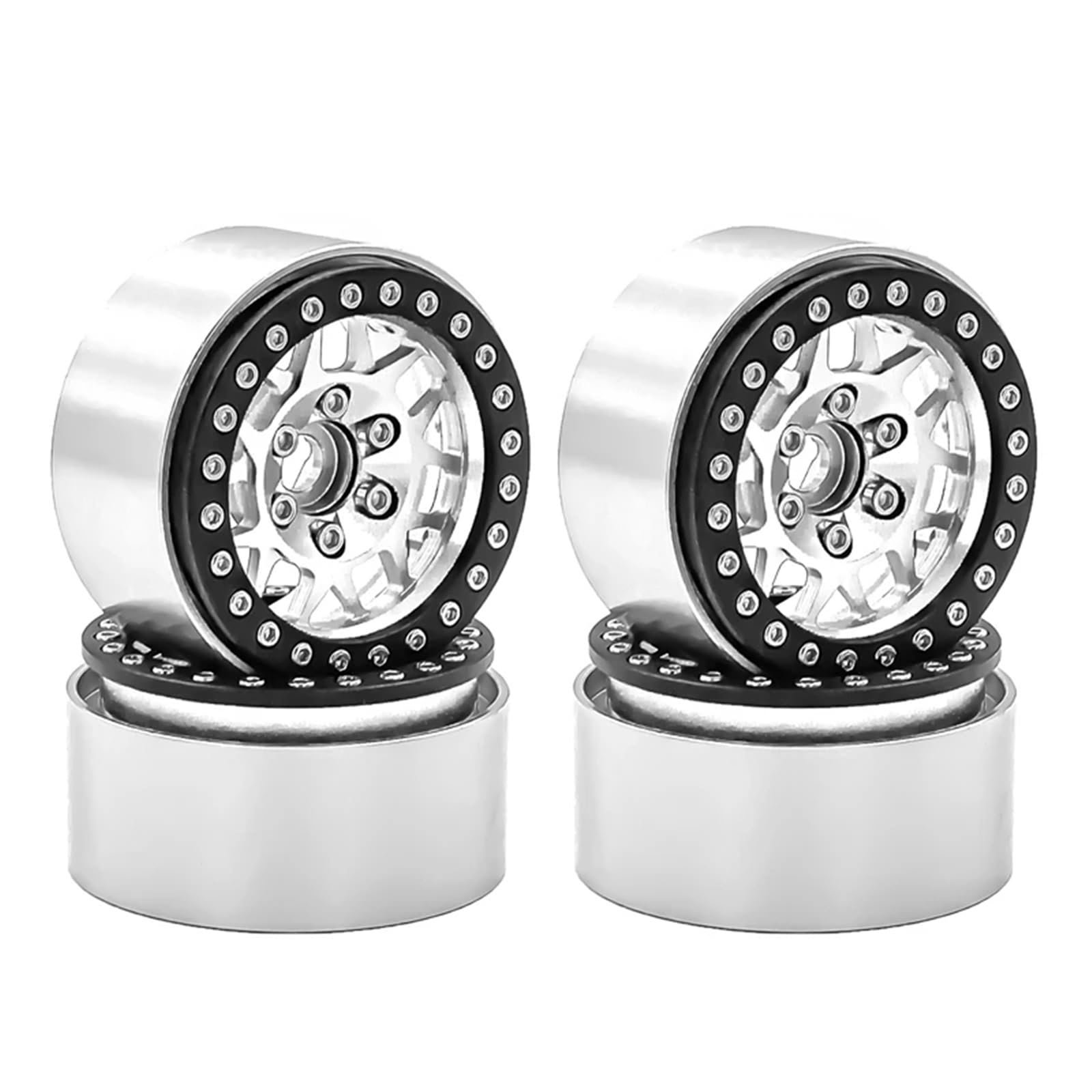 RC Pneus Jante Compatible avec TRX4 pour Axial SCX10 90046 SCX10 AXI03007 AXI03003, 4 Pièces en Alliage D'aluminium 1.9 Pouces, Jante De Moyeu De Roue À Billes 1/10 RC Chenille