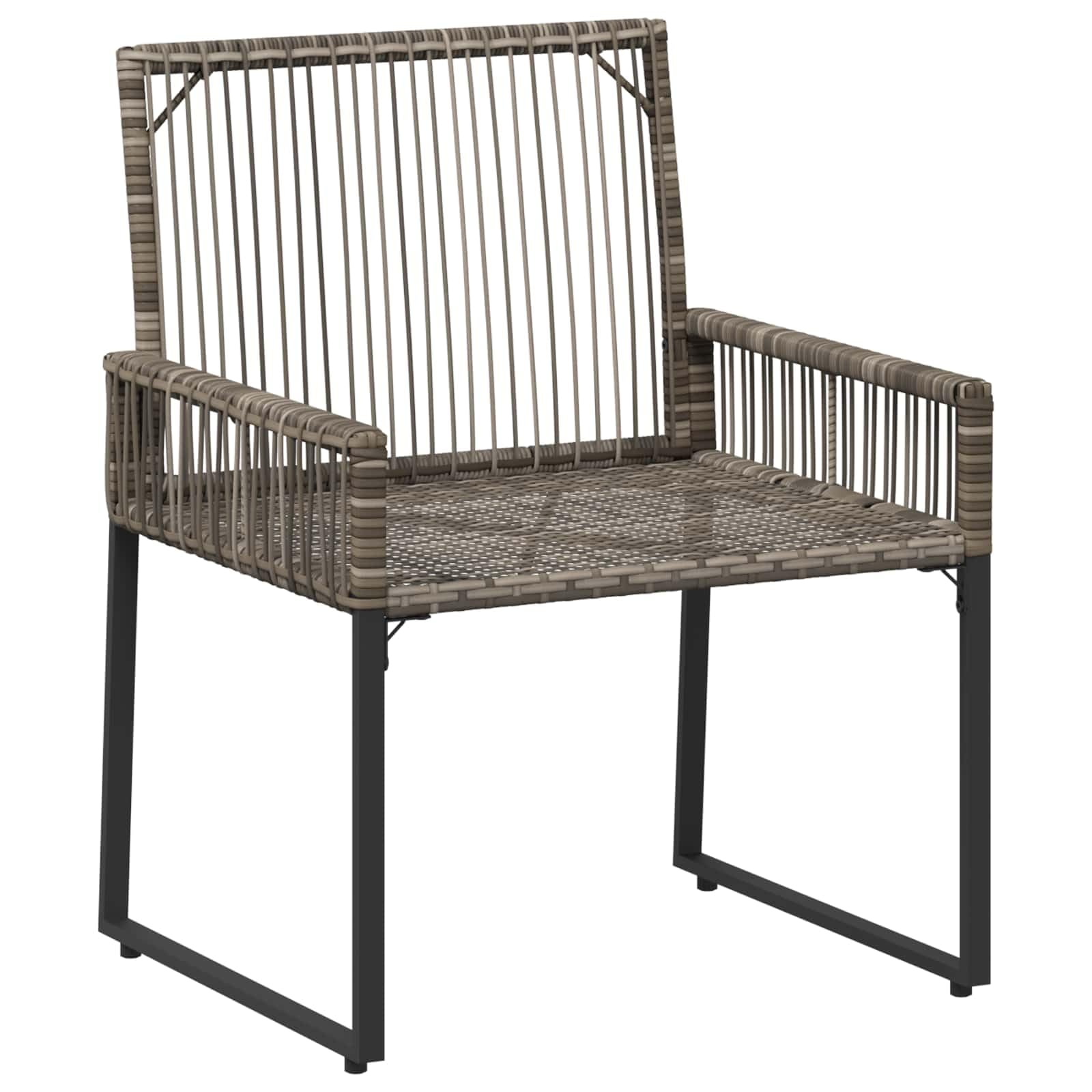 Zestaw Mebli Ogrodowych 11 elementów z polirattanu w kolorze szarym i granatowym, z poduszkami i stalową ramą malowaną proszkowo. Komplet mebli tarasowych regulowanymi