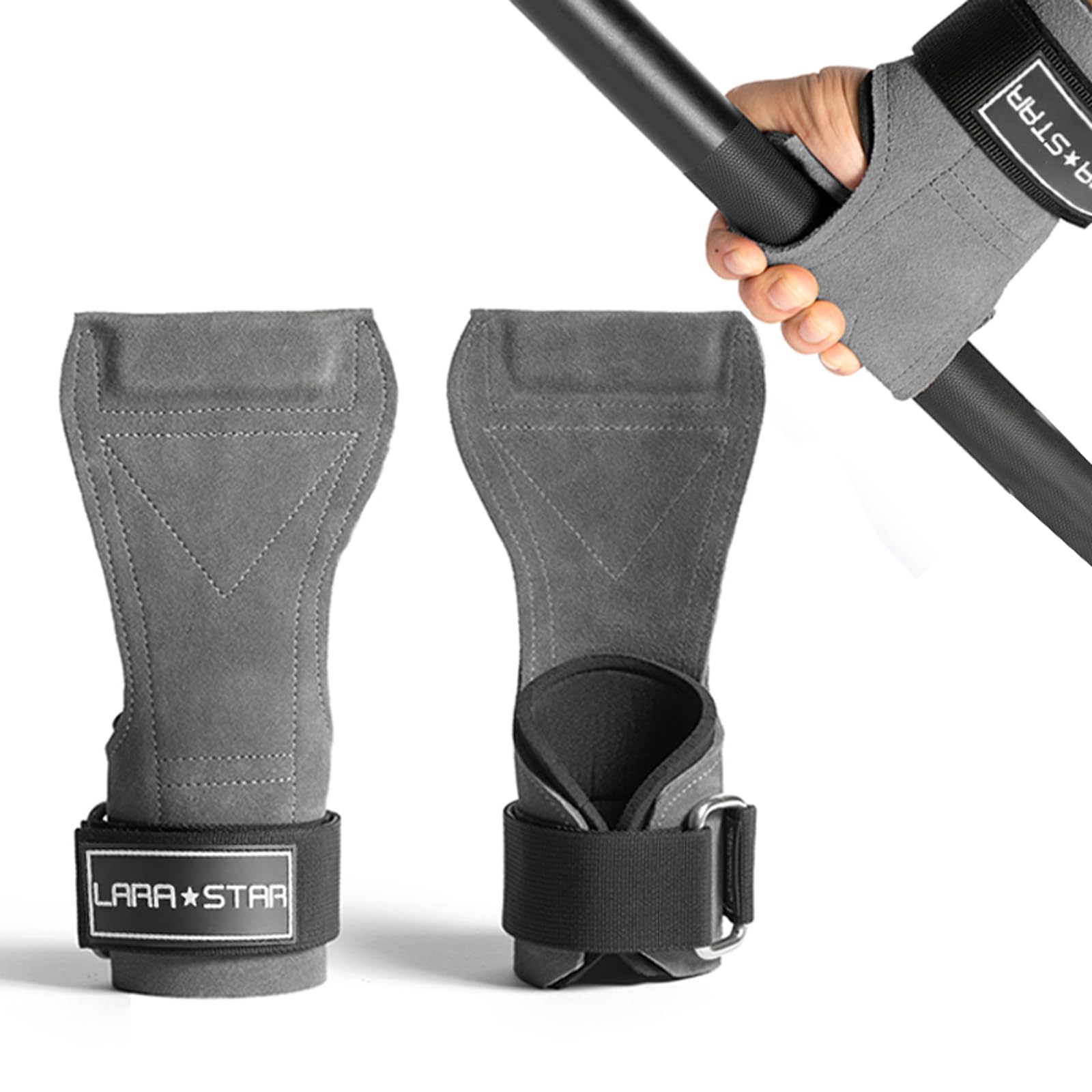 LARA STAR Weight Lifting Wrist Straps for Maximum Grip Support,Lifting Strap for Weightlifting, Gym Grips Hook for Deadlifts, Powerlifting, Heavy Shrug Women/Men