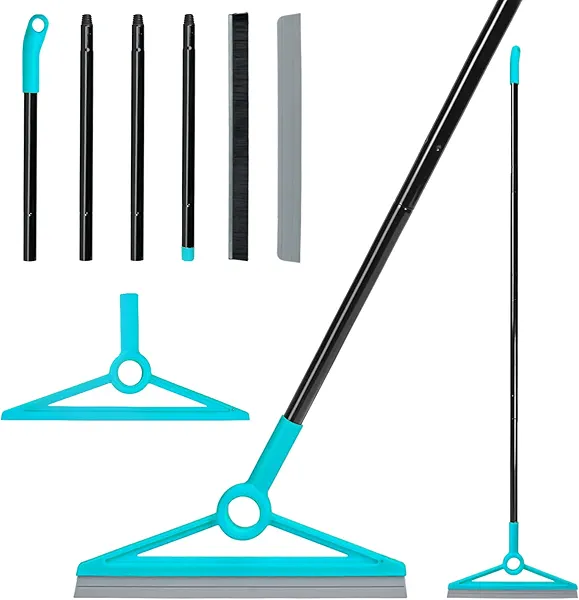 MAVRIZ Air Broom for Dust, Hair, Liquids, Silicone Broom with Removable Rubber Strip and Brooms Bristle, Multifunctional Floor Squeegee for Indoor Cleaning
