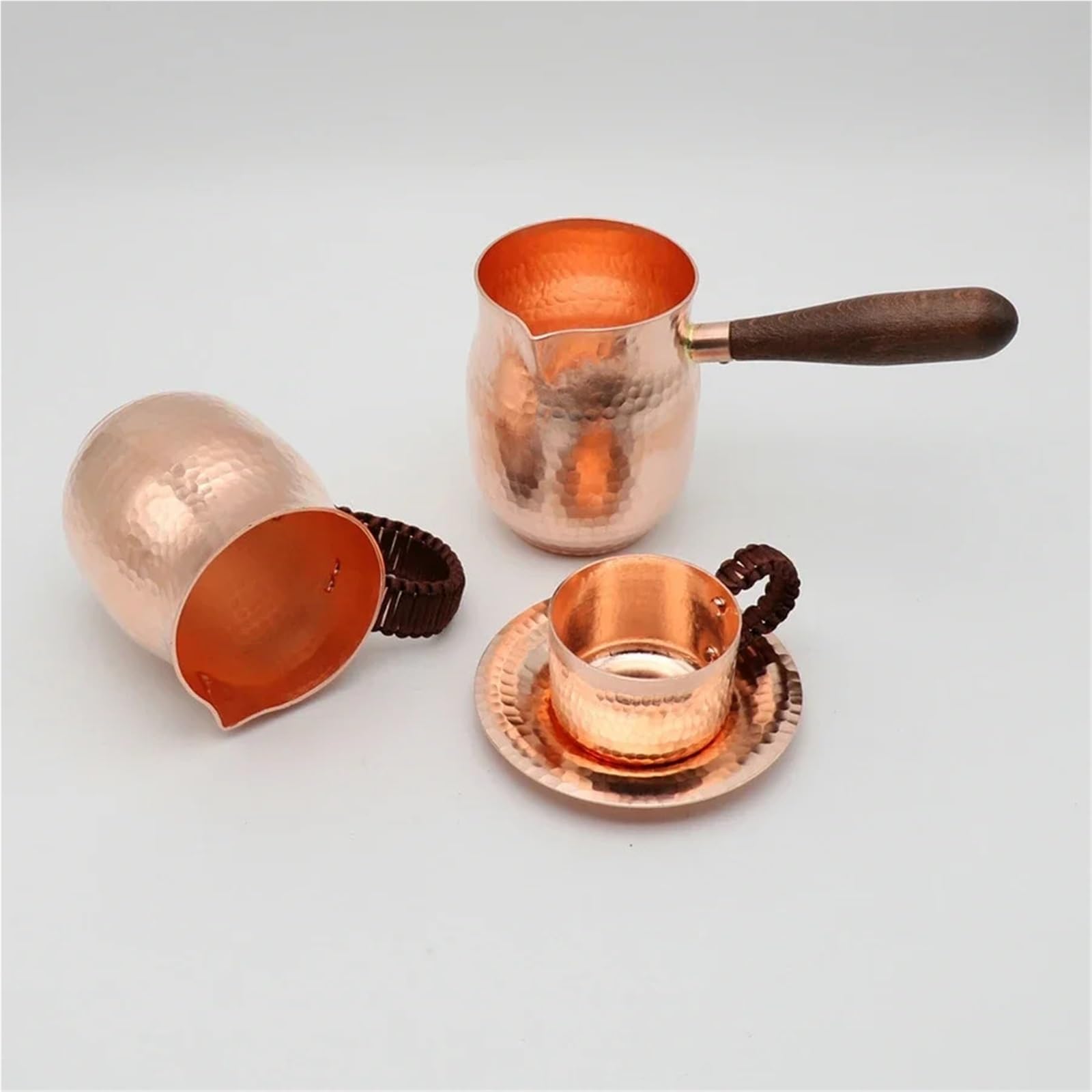 Czysta miedziana ręcznie robiona filiżanka do kawy i herbaty, turecka, grecka, arabska, dla baristy(Copper Handle Cup)