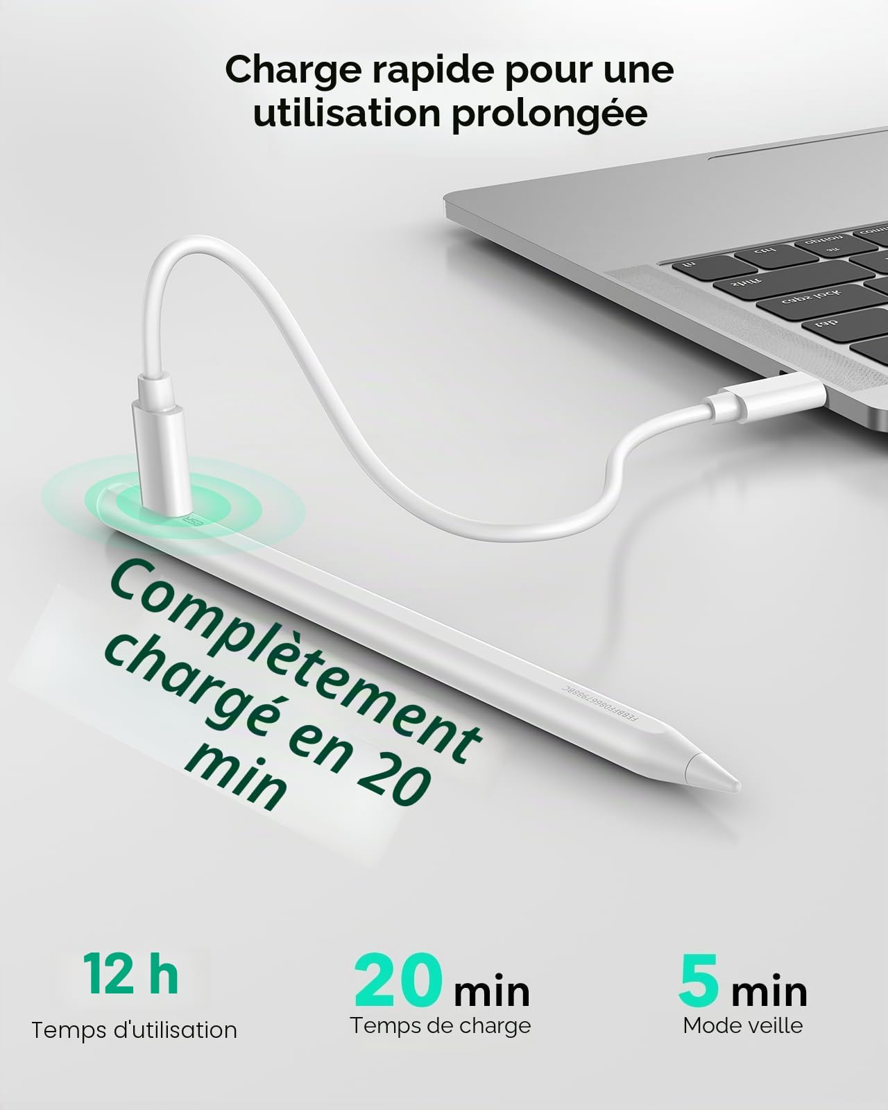 ESR Find My Stylet Digital Pencil Pro pour iPad 2018-2025, sensibilité à l'inclinaison, Blanc