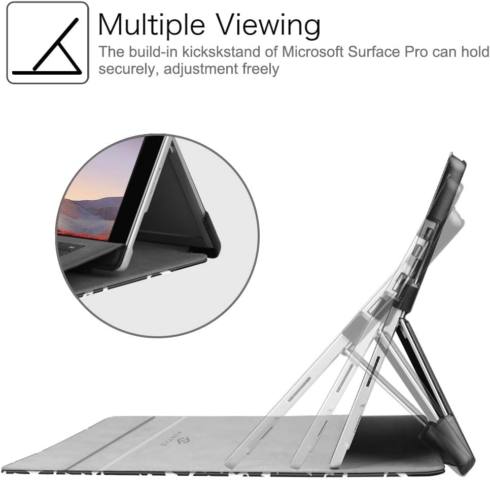 Fintie Case for 12.3 Inch Microsoft Surface Pro 7 Plus, Surface Pro 7/6/5 Tablet, Hard Shell Slim Portfolio Cover Work with Type Cover Keyboard, Composition Book