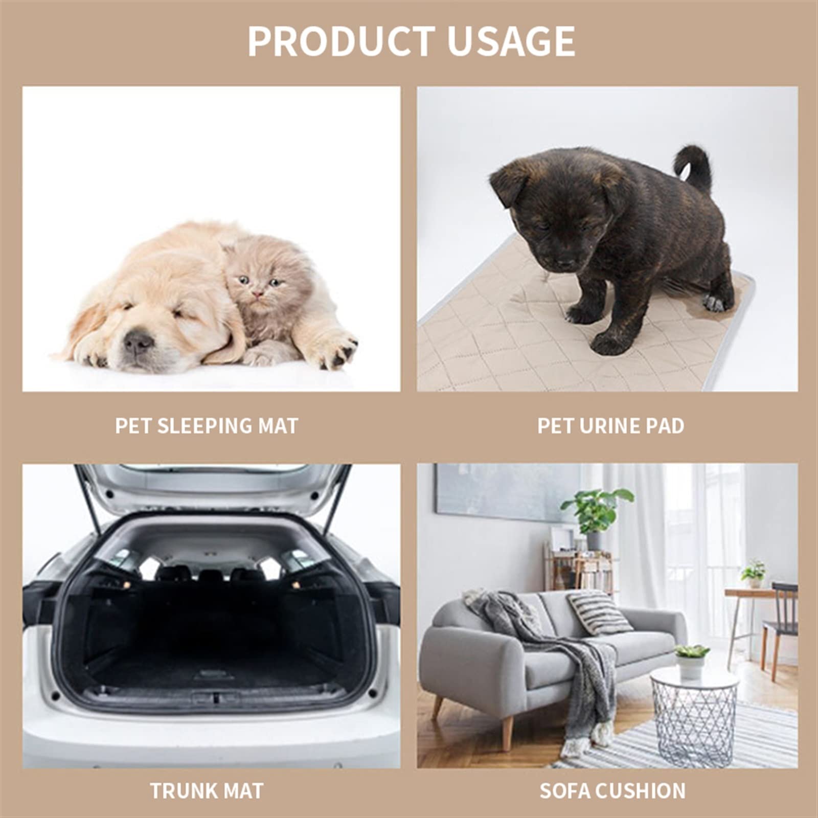 Tapis de Propreté Jetables Dog Pee Pad Washable Instant Absorb Training Pads Portable Travel Mat Rollup Pet Camping Gear Crate Soft Tapis de Propreté Réutilisables(GR�,XL 105x90cm)