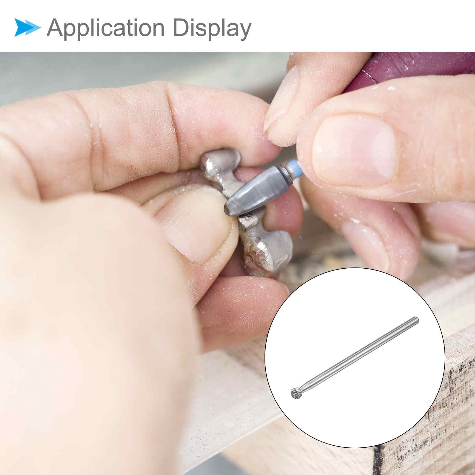 CoCud Tungsten Carbide Rotary Burrs File, 1/4" Shank 8mm Dia, Double Cut Ball Shape Rotary Burrs Tool - Image 4