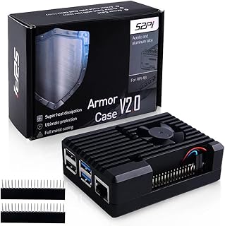 GeeekPi Raspberry Pi 4 Armor Case with PWM Fan, Raspberry Pi 4 Passive Aluminum Alloy Case with Cooling Fan for Raspberry Pi 4 Model B 2GB / 4GB / 8GB (3510 PWM Fan)