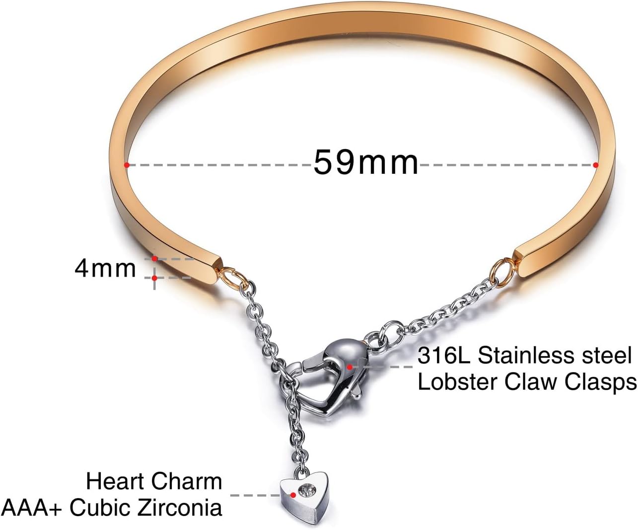 INBLUE Personalized Identification ID Bracelet Bangle for Women Men Name Engraved Adjustable Stainless Steel Cuff Water-Resistant Gift for Girlfriend Sister Bridesmaid Gifts