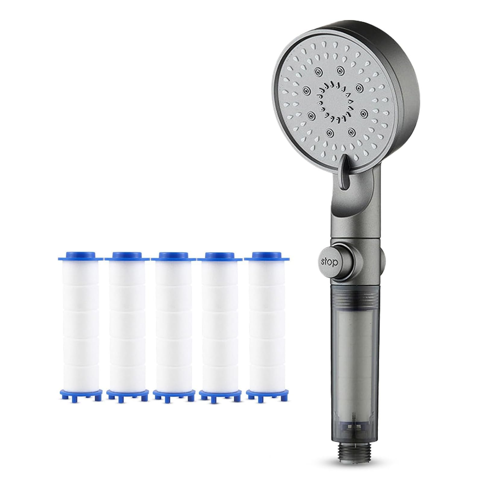 Pukmqu 1Set Hydroboost High Pressure 5-Mode Filtered Shower Head, Hydroboost Filtered Shower Head With Handheld, Built-In Power Wash For Hard Water, For Hard Water - 5 Spray Modes (1Set)