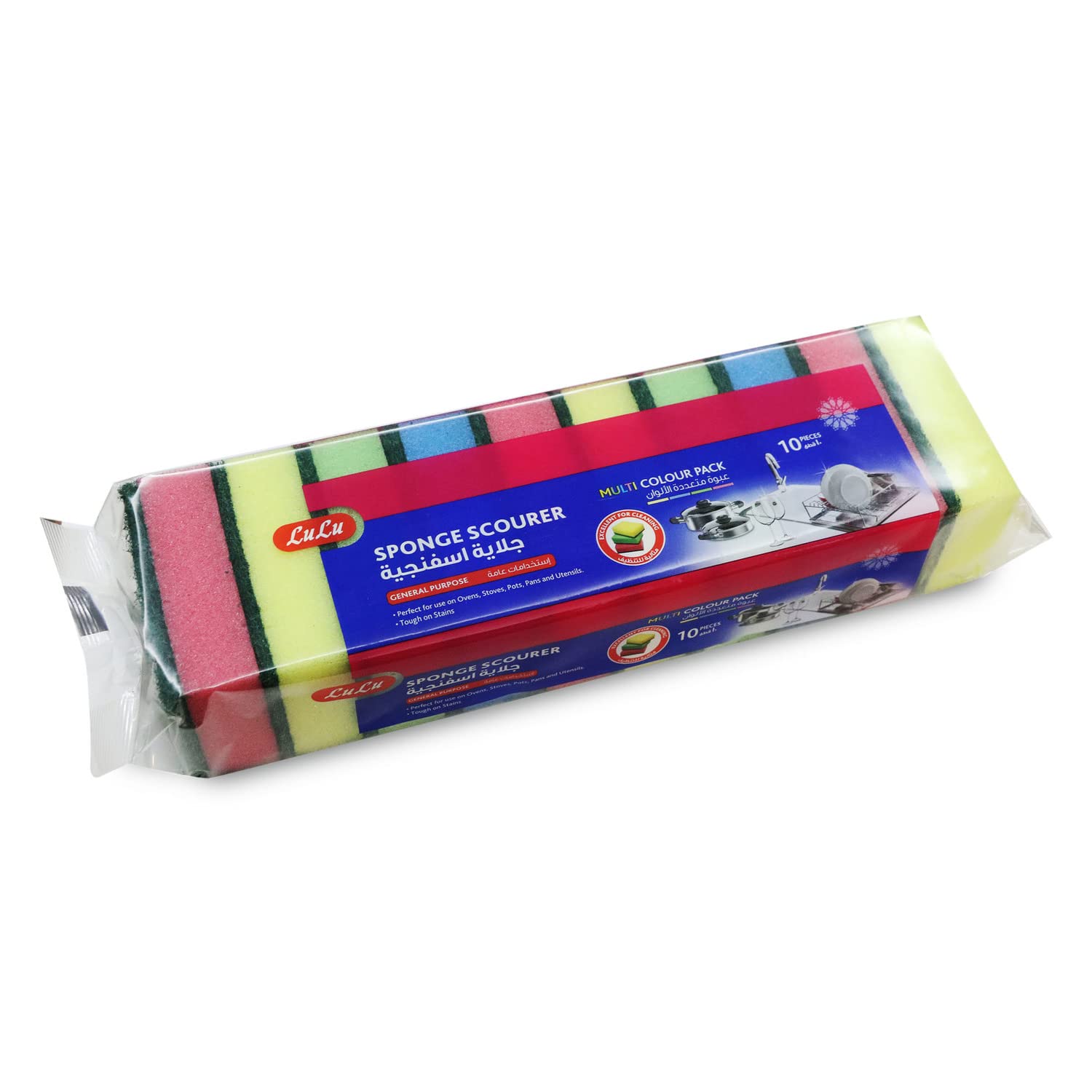 LuLu Multi Colour Sponge Scourer 10pcs