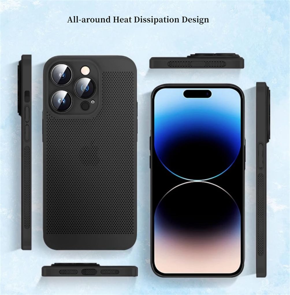 Dl3 Mobilak Case For iPhone 11 6.1-Inch Heat Dissipation Case with Built-in Camera Lens Protector Slim Fit Breathable Cooling Anti-Fingerprint Hard PC Back Shockproof Cover - Black