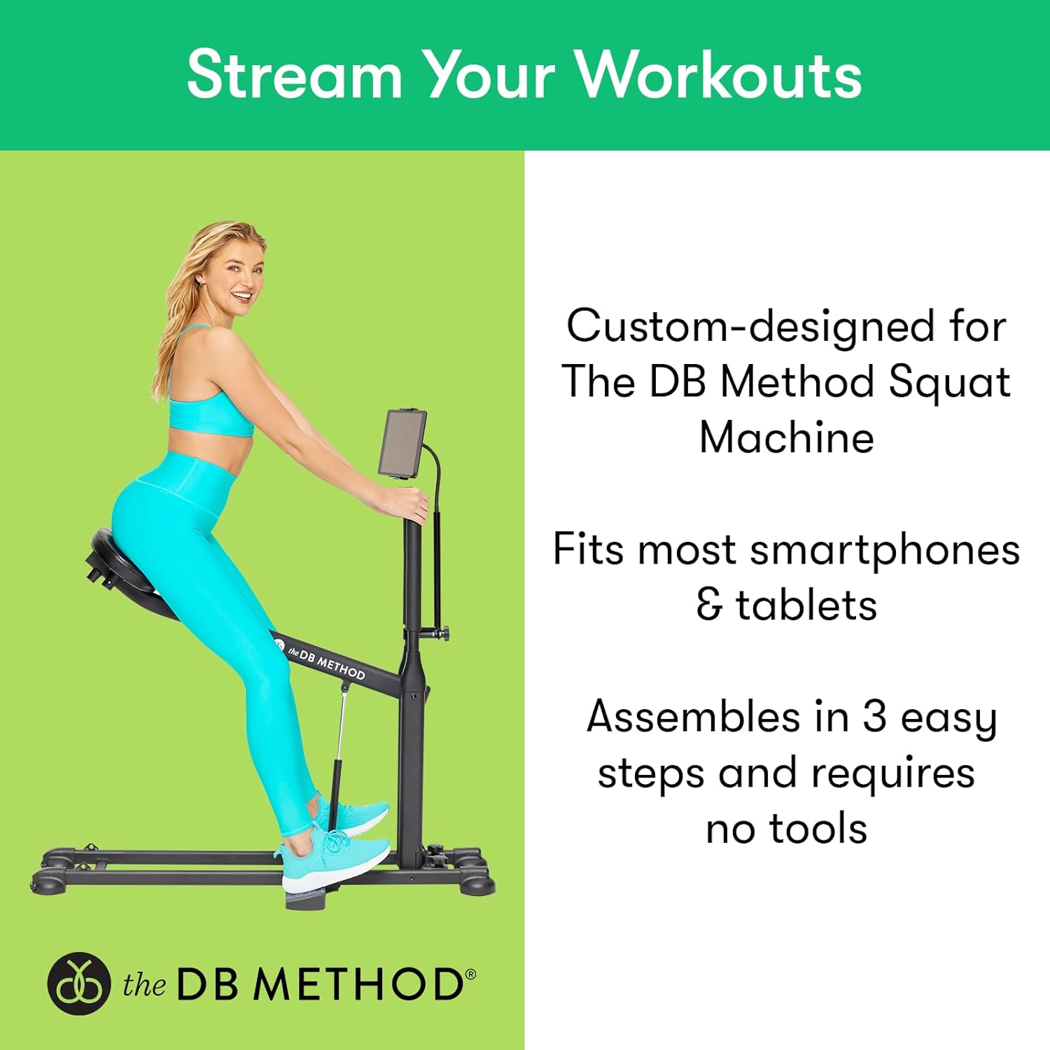 THE DB METHOD DreamMount Tablet and Phone Stand for Mounting on Squat Machine, Adjustable and Flexible Cell Phone Holder to Stream Workout Videos, Home Gym Equipment Accessories, Easy Assembly